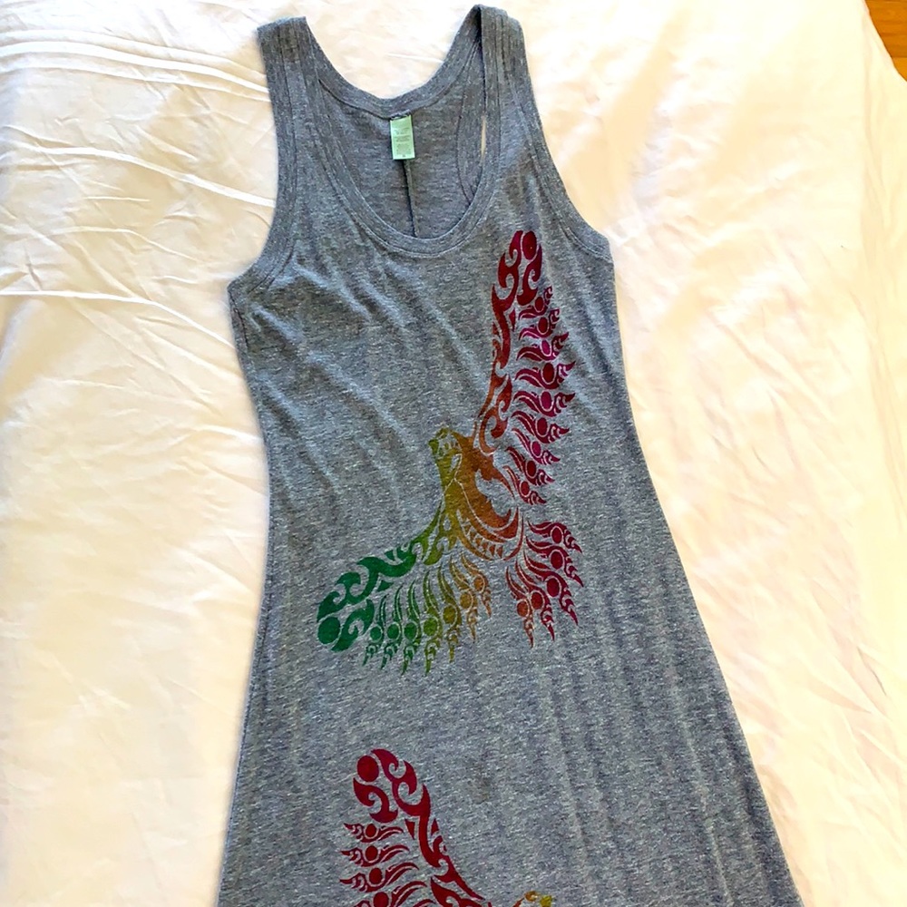 Jersey maxi heather grey dress w print (M)